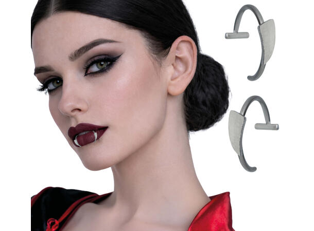 Falsk leppepiercing - Huggtenner -vampyr 2 Piercing i metall 