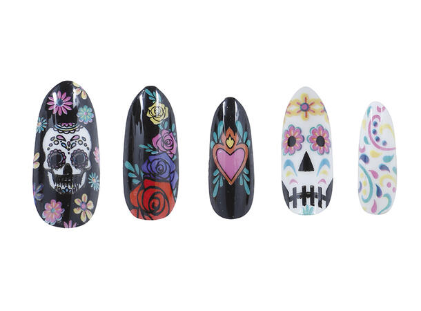 Falske negler - Day of The Dead 12 falske negler m/lim 
