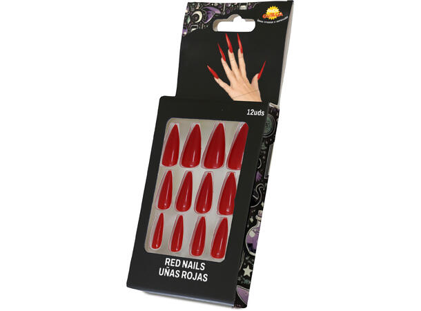 Falske negler - Røde 12 falske negler m/lim 