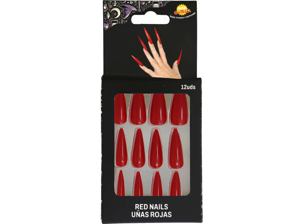 Falske negler - Røde 12 falske negler m/lim 