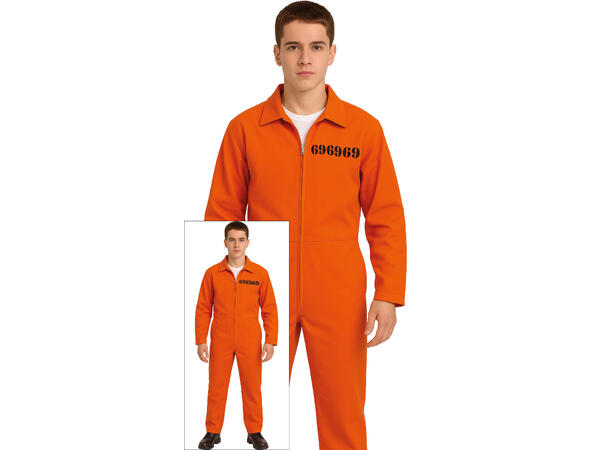 Fangedrakt - Oransje - Onepiece 1 Kostyme - str 14-16 År (168cm) 