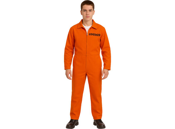 Fangedrakt - Oransje - Onepiece 1 Kostyme - str 14-16 År (168cm) 
