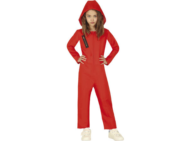 Fangekostyme - Onepiece - Rød 1 Barnekostyme - Str 7-9 År 