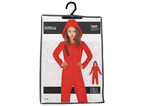 Fangekostyme - Onepiece - Rød 1 Barnekostyme - Str 7-9 År 