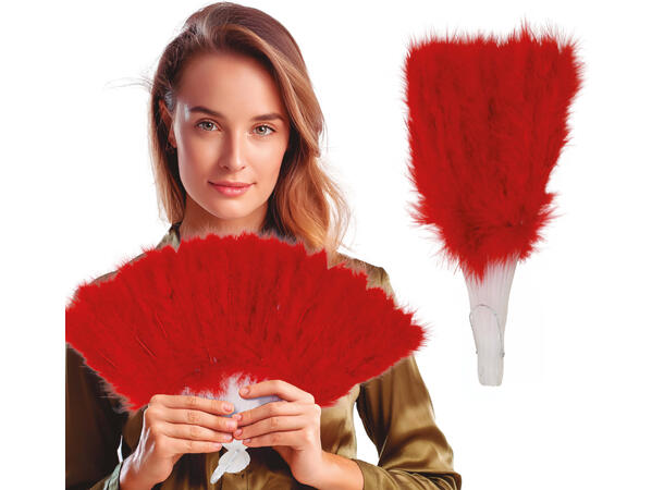 Fjærvifte - Rød 1 Vifte med 16 blader i fjær 