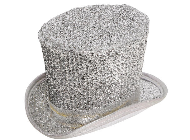 Flosshatt - Sølv glitter - liten 1 Hatt m/strikk til dame 
