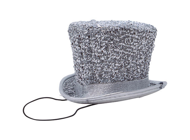 Flosshatt - Sølv glitter - liten 1 Hatt m/strikk til dame 