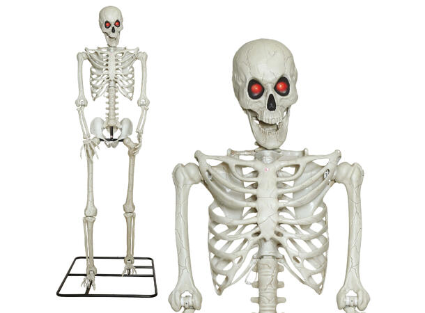 Gigantisk skjelett med lysende øyne 1 Skjelett i PVC på stativ m/lys - 300cm 