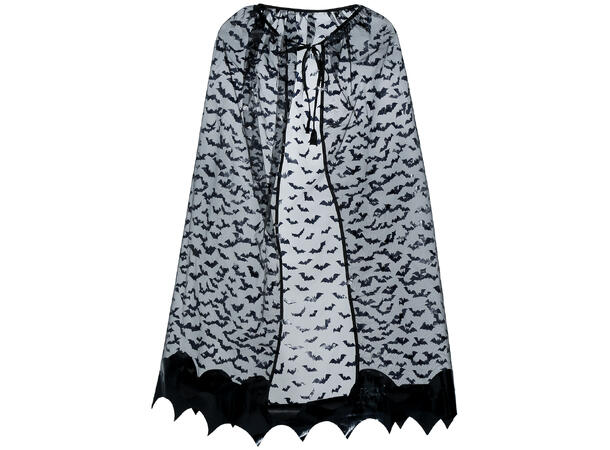 Gjenomsiktig kappe m/flaggermus - sort 1 Kappe m/Hette til barn - 100cm 