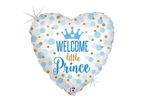 Glitter Baby Prince - Hjerte 1 Folieballong hjerte - 46cm (18") 