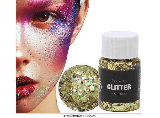 Glitter Gel - Gull 1 Beholder med gel - 20g 