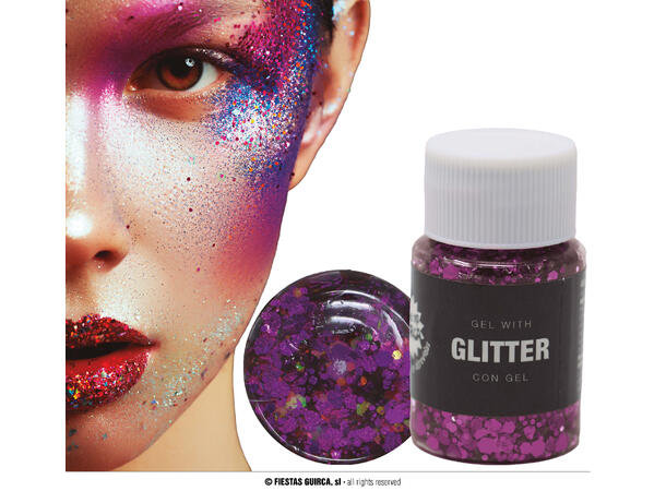 Glitter Gel - Lilla 1 Beholder med gel - 20g 