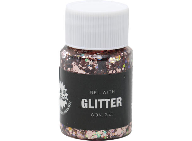 Glitter gel - rosa/gull 1 Beholder med gel - 20g 