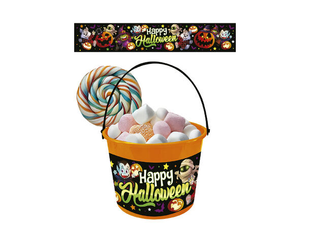 Godtebøtte - Oransje m/"Happy Halloween" 1 Godtebøtte i PVC - 18x16cm 