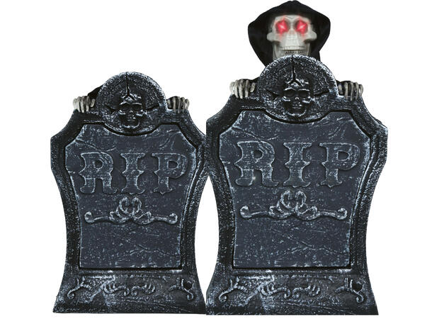 Gravsten m/skjelett Gravsten m/lys/lyd/bevegelse - 25x40cm 