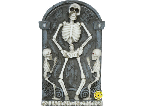 Gravsten med skjeletter 1 Gravsten m/Lys og lyd - 31x18cm 