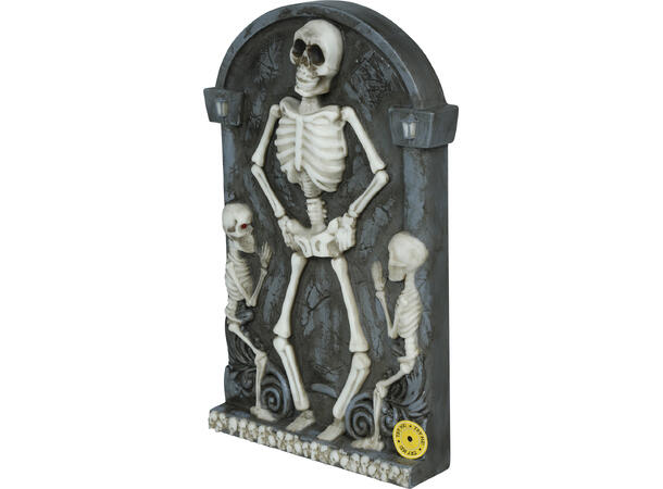 Gravsten med skjeletter 1 Gravsten m/Lys og lyd - 31x18cm 