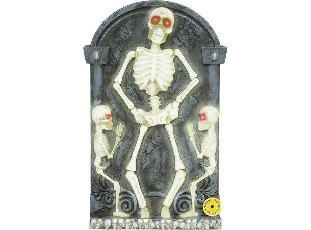 Gravsten med skjeletter 1 Gravsten m/Lys og lyd - 31x18cm 