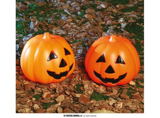 Gresskar lanterne med lys 1 Gresskar i plast - 15cm 