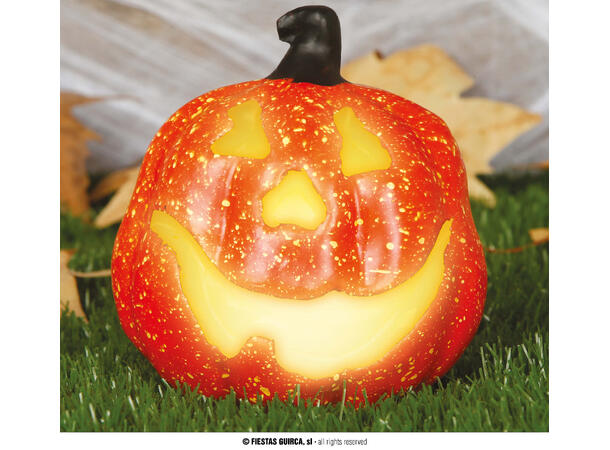 Gresskar lanterne med lys 1 Gresskar i skum - 15cm 