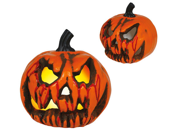 Gresskar m/lys - oransje/sort 1 Gresskar i Skum m/lys - 20cm 