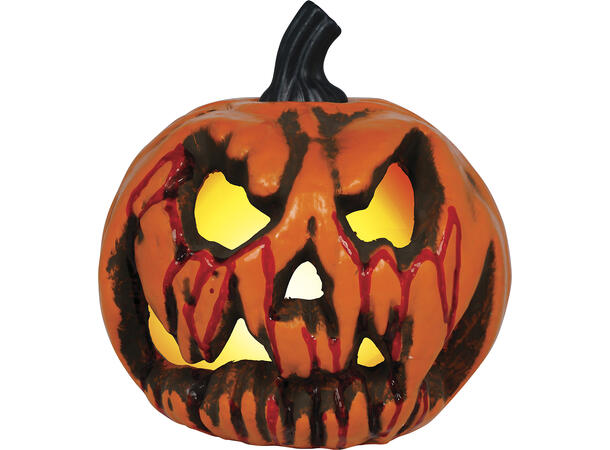 Gresskar m/lys - oransje/sort 1 Gresskar i Skum m/lys - 20cm 