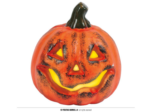 Gresskar med lys - Oransje 1 Gresskar i plast - 17cm 