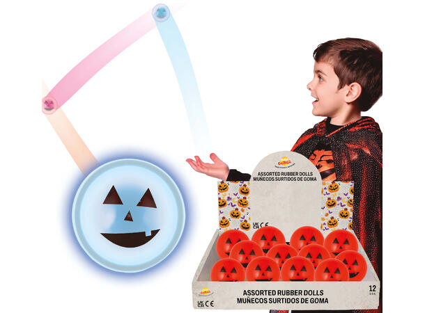 Gresskar med lys - Sprettball Display med 12 sprettballer - 5,5cm 