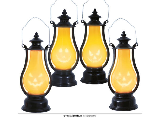 Gresskarlykt med LED-lys 1 Lykt med LED-lys - 16cm 