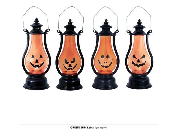 Gresskarlykt med LED-lys 1 Lykt med LED-lys - 16cm 