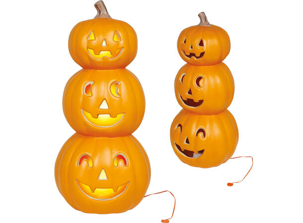 Gresskarlykt trippel m/lys - oransje 1 Gresskar i PVC m/lys - 52cm 