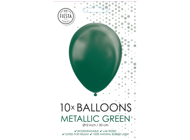 Gummiballonger - Metallic Green 10 Gummiballonger - 30cm (12") 