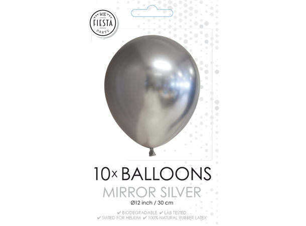 Gummiballonger - Mirror Silver 10 Gummiballonger - 30cm (12") 