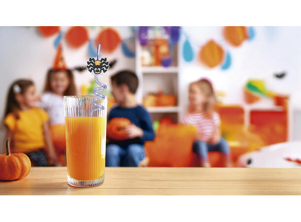 Halloween sugerør - 4 assorterte 4 Sugerør i plast - 27cm 