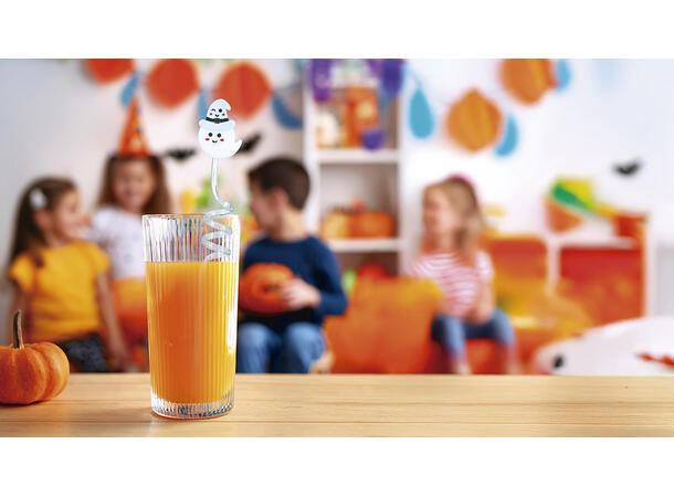 Halloween sugerør - 4 assorterte 4 Sugerør i plast - 27cm 