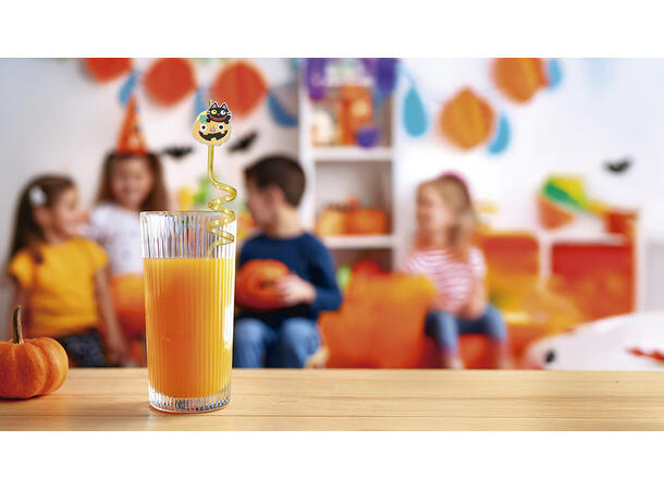 Halloween sugerør - 4 assorterte 4 Sugerør i plast - 27cm 