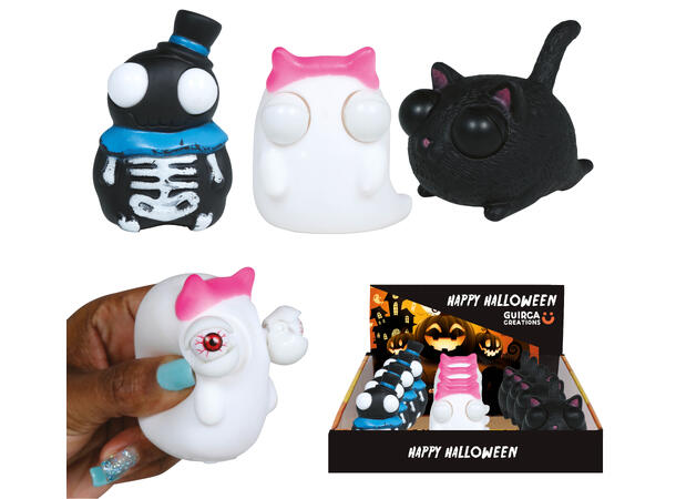 Halloweenfigurer i myk lateks - 3 ass Display med 12 figurer - 10cm 