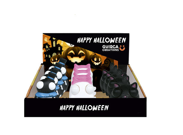 Halloweenfigurer i myk lateks - 3 ass Display med 12 figurer - 10cm 