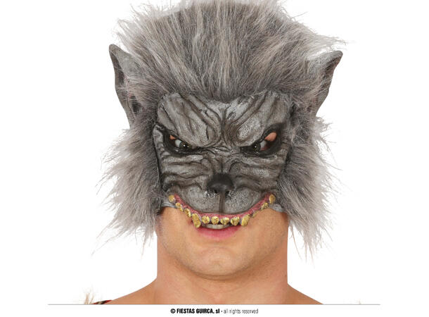 Halvmaske - Varulv med pels - grå 1 Maske i vinyl 