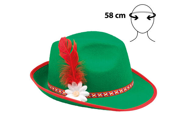 Hatt Oktoberfest - Tirol 1 Hatt til voksen - 58cm 