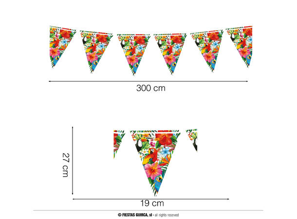 Hawaii 1 Flaggbanner i papir - 3m 