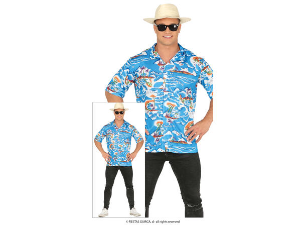 Hawaiiskjorte - Turist - Blå 1 Herreskjorte - STR 52-54 (L) 