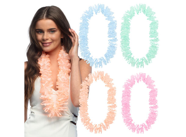 Hawaikrans - 4 pastellfarger assotert Blomsterkans i plast 