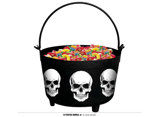 Heksegryte - Hodeskalledekor 1 Gryte til godteri - 24x23x15cm 