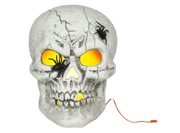 Hodeskalle med eddekopper og lys 1 Dekorasjon i PVC m/lys - 35cm 