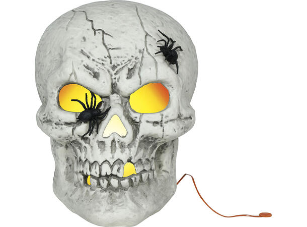Hodeskalle med eddekopper og lys 1 Dekorasjon i PVC m/lys - 35cm 