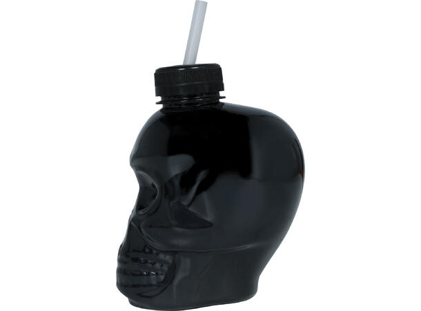 Hodeskallekopp m/lokk og sugerør 1 Kopp m/lokk og sugerør i plast - 14cm 