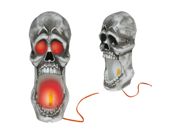 Hodeskallelykt - LED med flammeeffekt 1 Lykt i metall/PVC - 20cm 