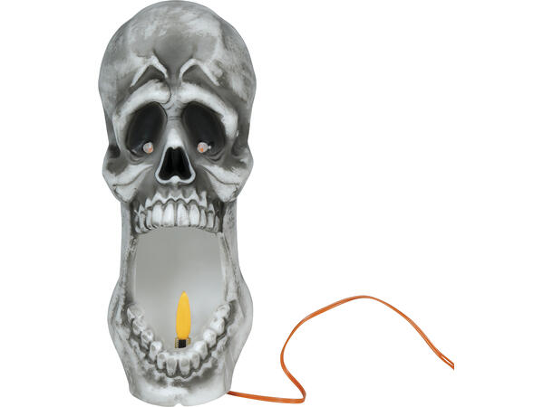 Hodeskallelykt - LED med flammeeffekt 1 Lykt i metall/PVC - 20cm 