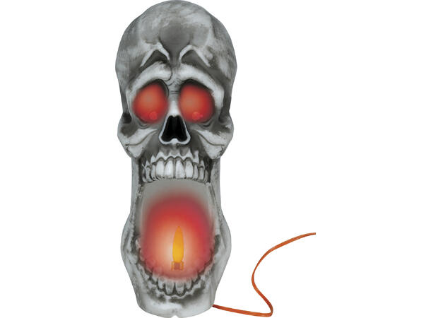 Hodeskallelykt - LED med flammeeffekt 1 Lykt i metall/PVC - 20cm 
